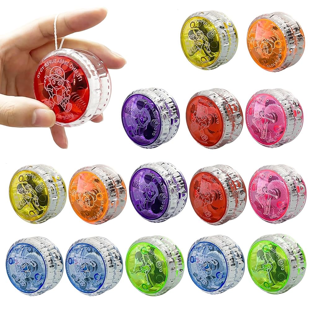 15 pezzi luce LED YoYo, Professiona Looping Yoyo per principianti, plastica Yoyo, cuscinetti a sfera reattivi, JoJo bambini, JoJo giocattoli per principianti e bambini, Yoyo per bomboniere