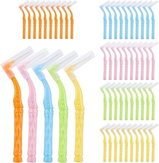 YEERSUO 50 Stück Interdentalbürsten, Dentalbürsten für Zahnzwischenräume und Zahnfleisch, zahnzwischenraumbürsten mit rutschfestem Griff, 5 Farben zur Zahnspangenreinigung