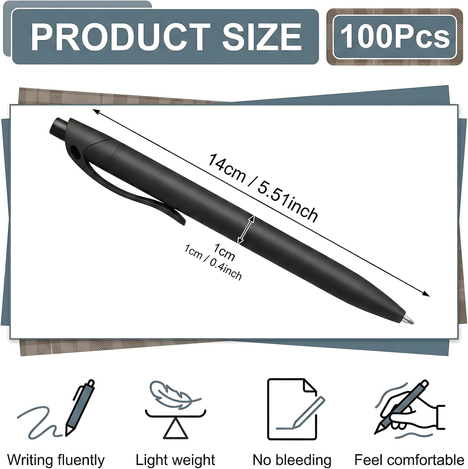Bulk Pens 100 Pack No Bleed Black Barrel Click Pens Wholesale Retractable Ballpoint Pens Medium Point 1.0MM Black Ink Smooth Writing Pens image 2