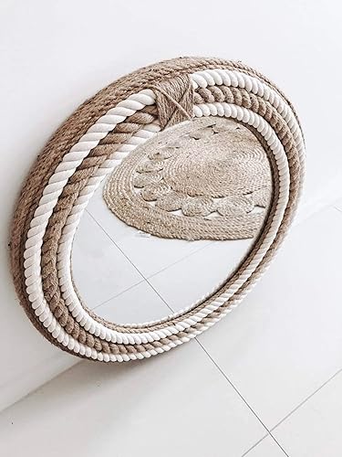 Miniatura 4 de Espejo de pared redondo náutico con cuerda de yute, espejos costeros para bañosala de estar, espejo decorativo para colgar en la pared, espejos