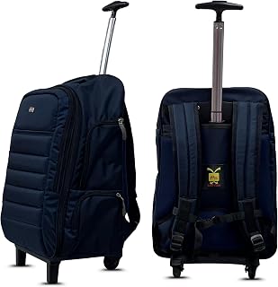 IBH 40L Wheel Trolley Rolling Backpack Convertible 15.6-inch Laptop Sleeve Waterproof Light-Weight Pocket Roller Cover Alu... Price In India
