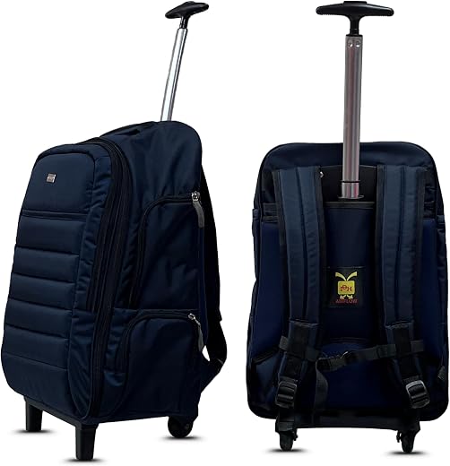 IBH 40L Wheel Trolley Rolling Backpack Convertible 15.6-inch Laptop Sleeve Waterproof Light-Weight Pocket Roller Cover Alu...