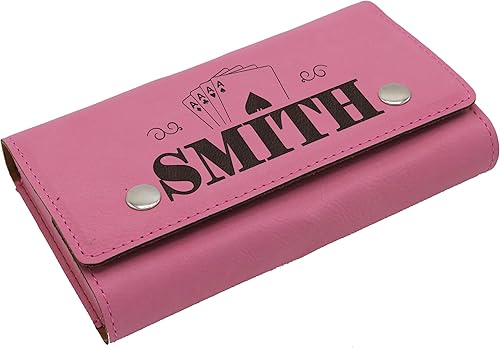 Juego de caja de regalo personalizada de cartas y dados 2 cubiertas y 5 dados dentro del estuche (rosa)