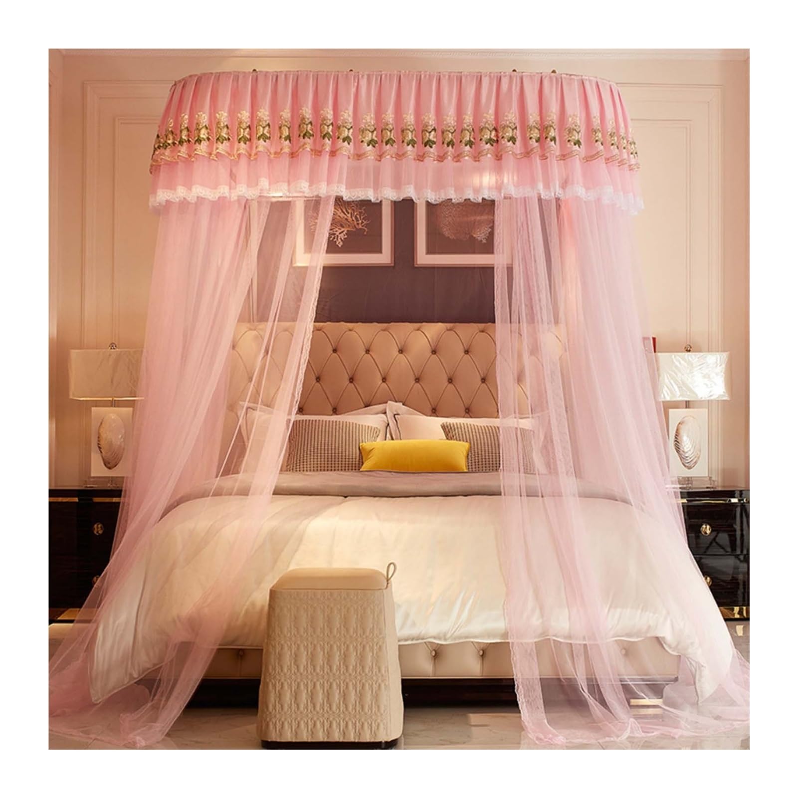 Ciel de lit princesse pour filles idéal pour décorer une chambre de lit à 4 montants