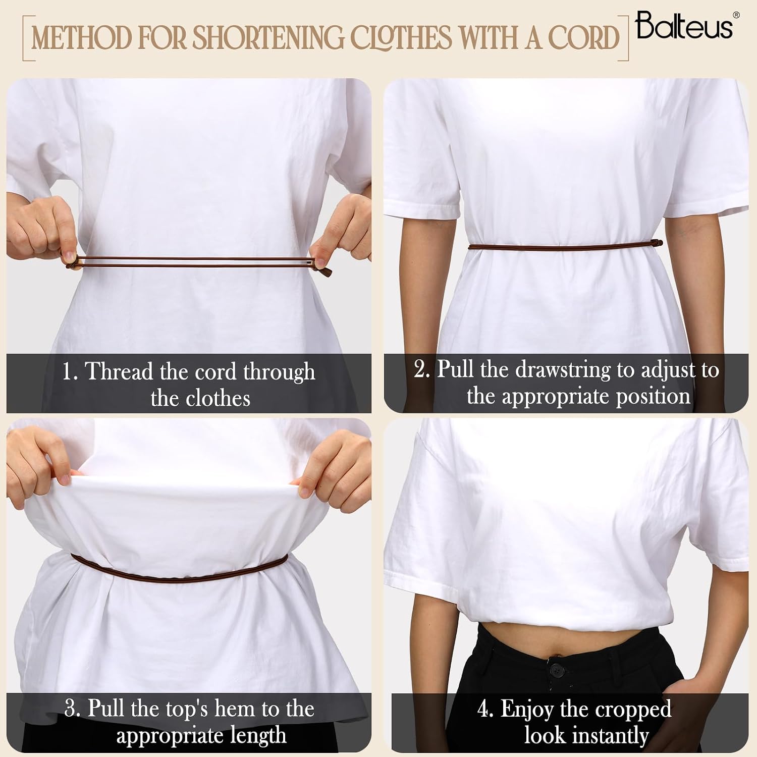 2Pcs Adjustable Top Tuck Band, No-Slip Elastic Crop Top Band for Women, Shirt & Hoodie Hack for Parties & Daily Wear image 3