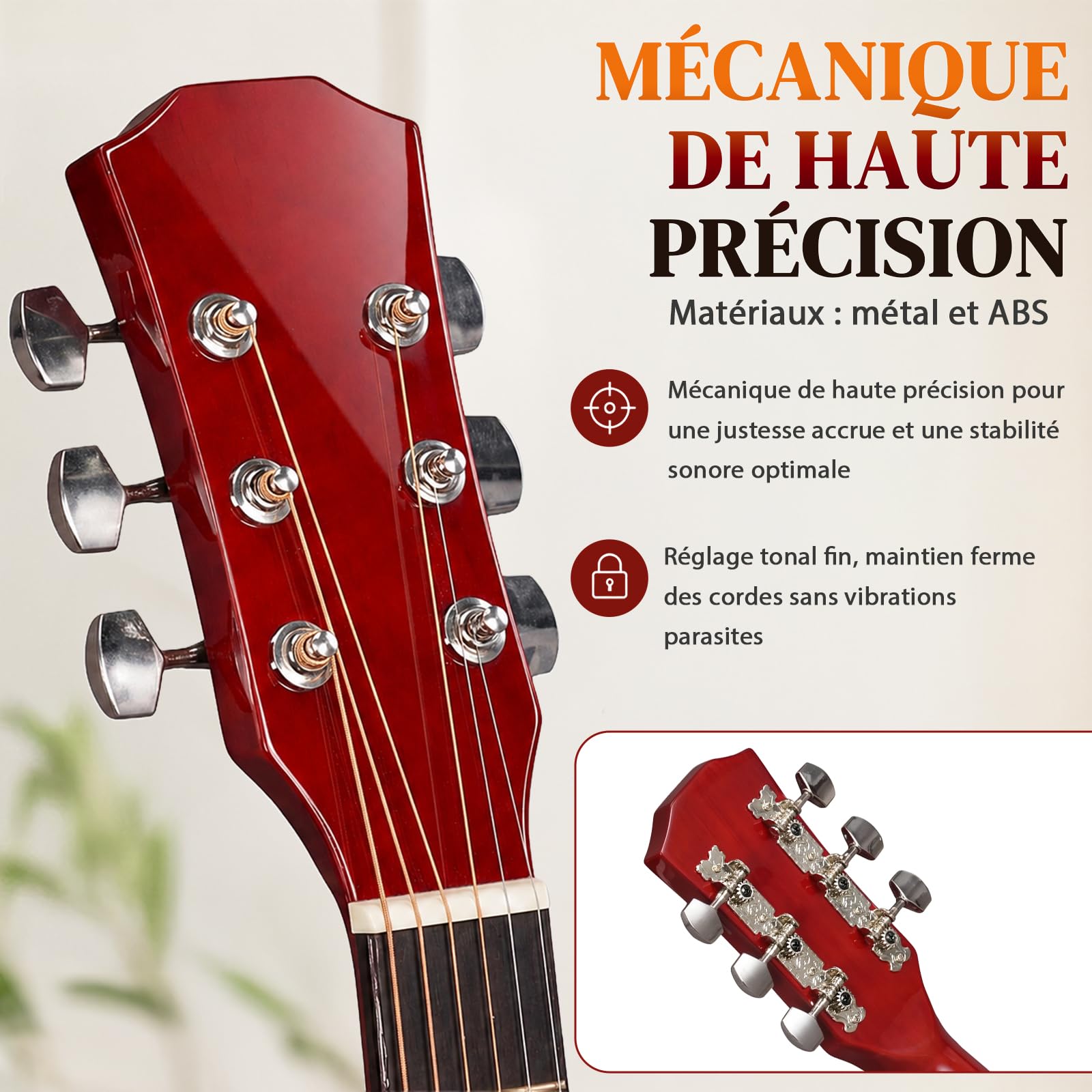 LEADZM Guitare Classique Débutants, 38 Inch, Cordes en Nylon (Feu)