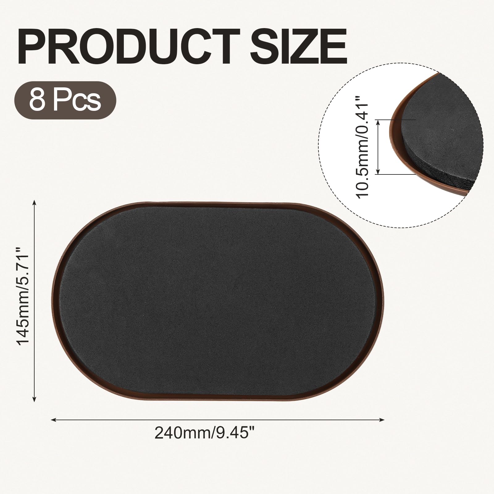 DTGN Cuscinetti per mobili da 12,7-1,9 x 22,9-1,3 cm, marrone, in PP ed EVA