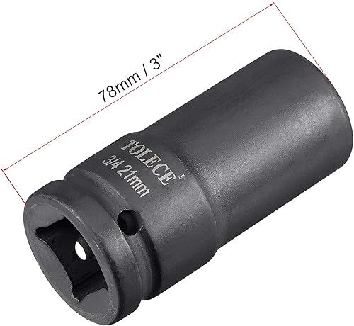 Miniatura 2 de uxcell 34-Inch Drive 0.827 in 12-Point Deep Impact Socket, CR-MO Steel 3.071 in Longitud, Tamaños métricos