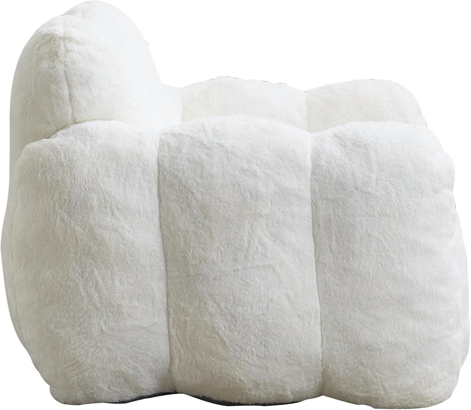Petal Shaped Bean Bag Chair for Adults, Foam Filled Floor Sofa Chair with Armrests, No Assembly Compressed Couch with Handle, Lazy Lounge Chair for Living Room Bedroom, White