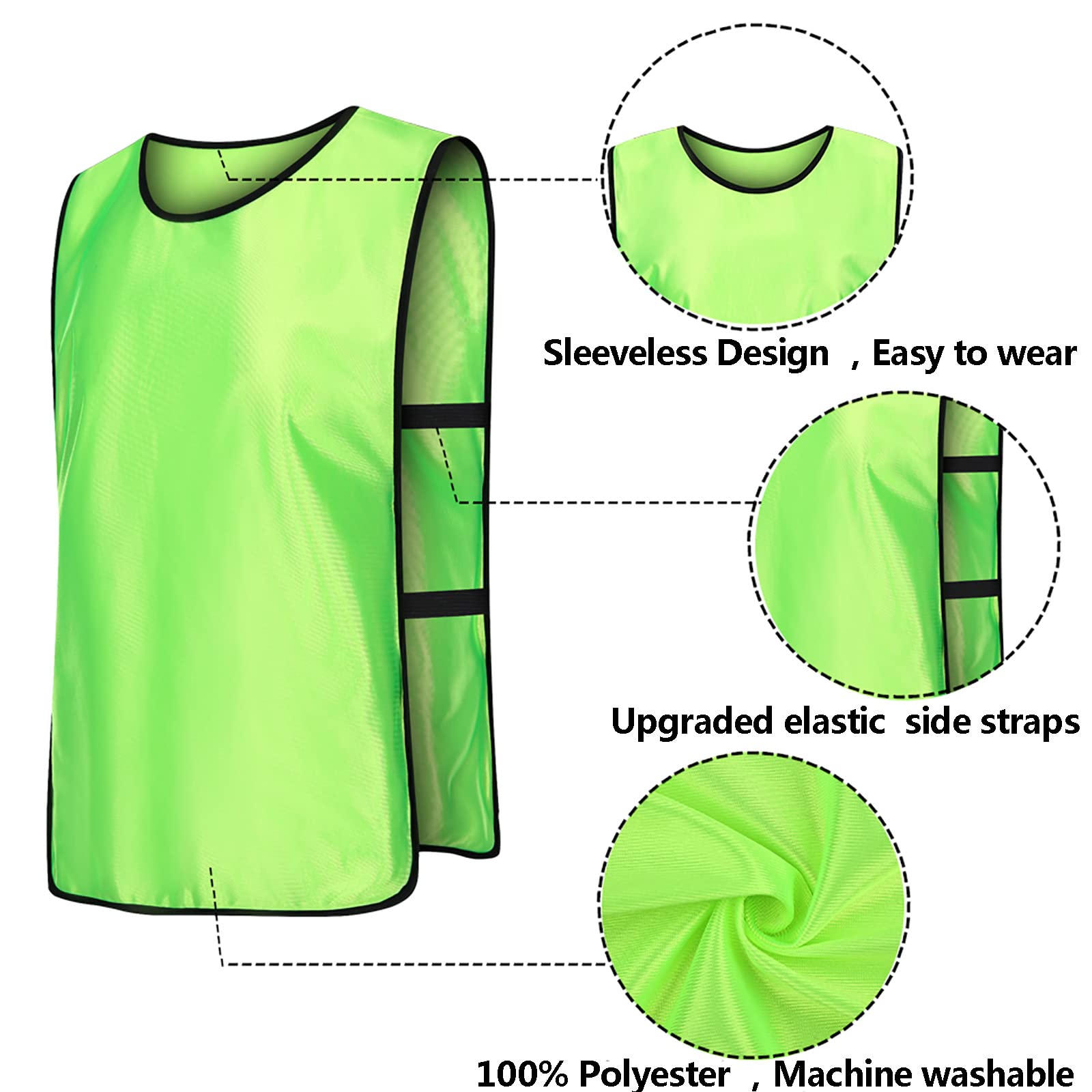 KUAIPAO 12 Pieces Soccer Pinnies Scrimmage Vest Team Practice Jerseys Sports Pinnies With Free Carry Bag