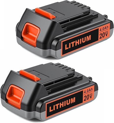 2-Pack 4.0Ah 20V Lithium Battery for Black and Decker Power Tools | Extended Run Time for Weed Eater, Drill, and more, 20V Max Replacement Battery for LBXR20 LBX20 LBXR2040 (Non-OEM)