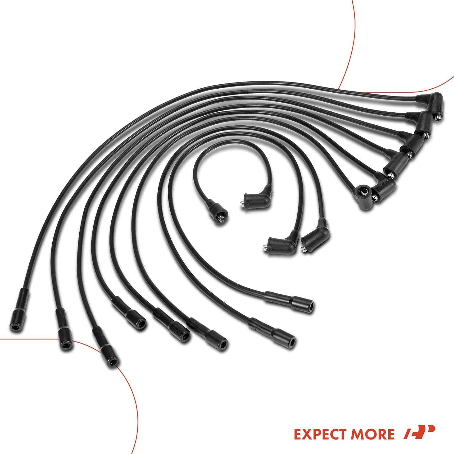 A-Premium Ignition Spark Plug Wires Set of 9 Compatible with Ford Elite Gran Torino LTD Mustang Mercury Grand Marquis Montego Jeep J-2500 J-2600 J-2700 J-2800 J-3500