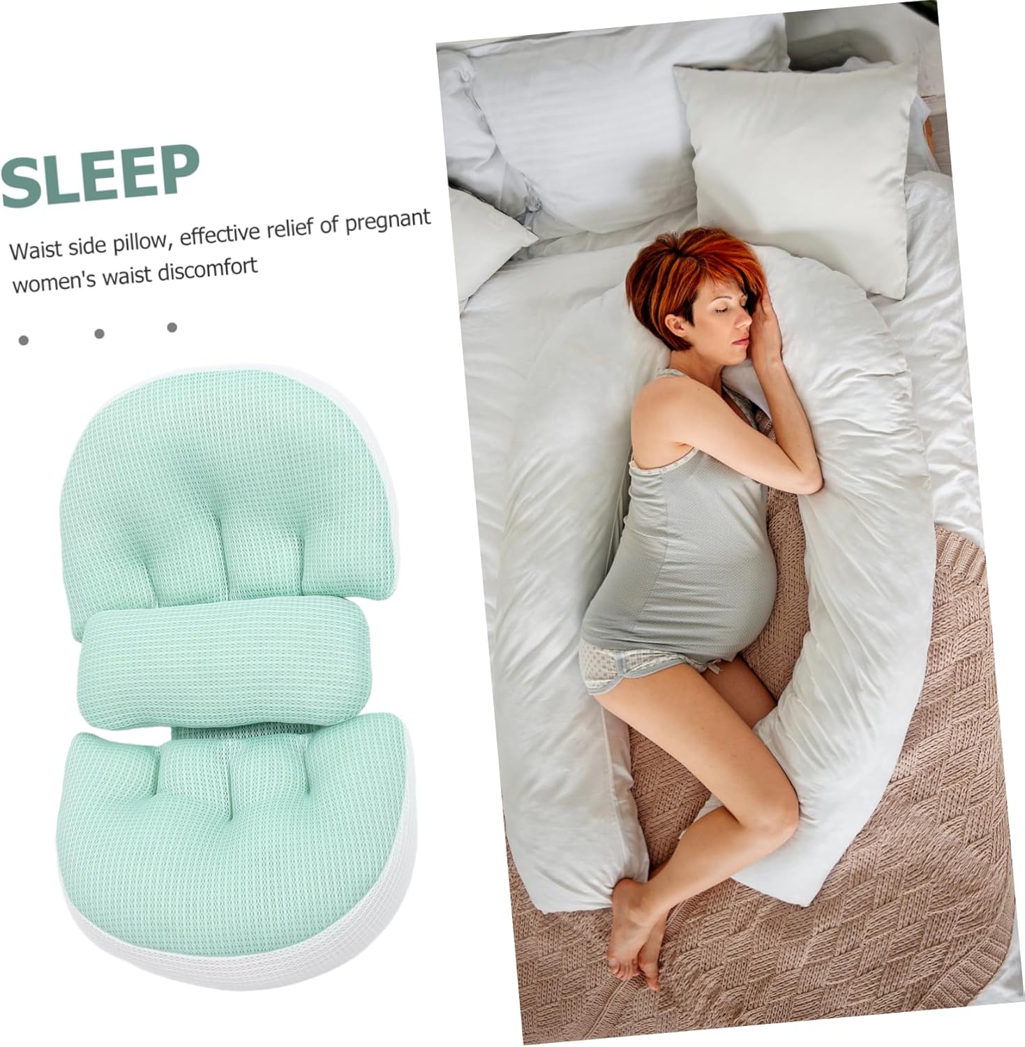 YARNOW 1Set Pregnancy Pillow for Expecting Moms Ergonomic Maternity Back Support Cushion Breathable and Comfortable Design for Side Sleeping with Auxiliary Pillow