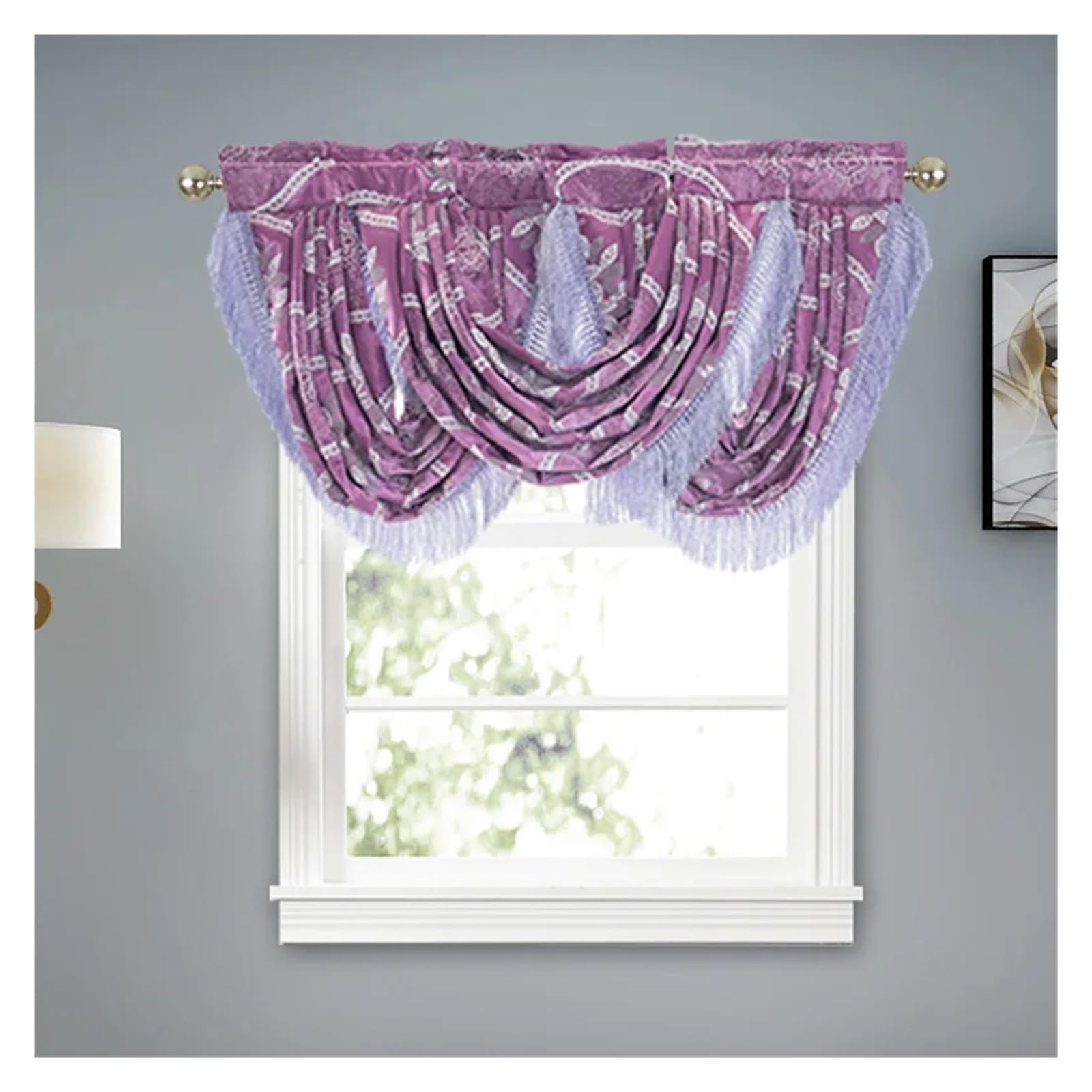 DSFIHJO Valance Curtains Modern Tassel Valance Voile Swags For Windows
