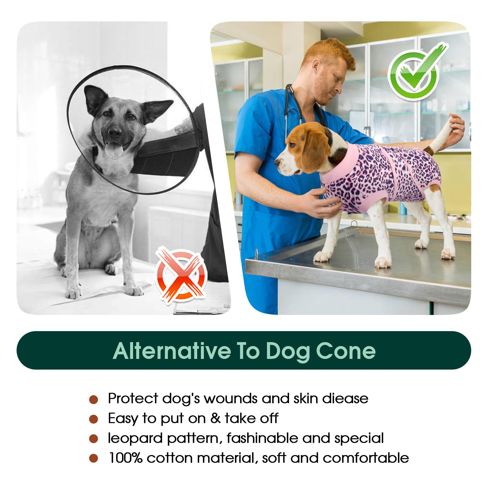 Kuoser Body Post Operatorio per Cane, Tuta Protezione Addominale Sostituzione Collari Elettronici e Coni