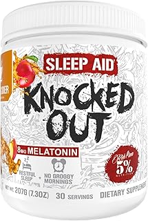 5% Nutrition Rich Piana Knocked Out Natural Sleep Aid | Post-Workout Recovery & Deep Sleep Supplement | GABA, Melatonin, Chamomile, Tyrosine, 5-HTP, & More | 7.2 oz, 30 Servings (Apple Cider)