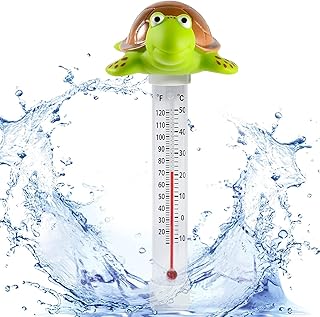 Floating Pool Thermometer, Large Display with String Easy to Read, Shatter Resistant, for Outdoor & Indoor Swimming Pools, Spas, Hot Tubs & Aquariums (Turtle)
