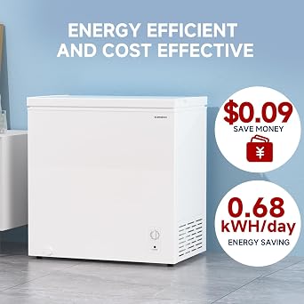 BANGSON 7.1 Cu.Ft Chest Freezer for Apartment, White | Deep Freezer with Adjustable Thermostat, Top Open Door Freezer with Removable Basket, Low Noise for Kitchen, Office