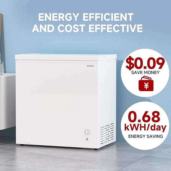 BANGSON 7.1 Cu.Ft Chest Freezer for Apartment, White | Deep Freezer with Adjustable Thermostat, Top Open Door Freezer with Removable Basket, Low Noise for Kitchen, Office