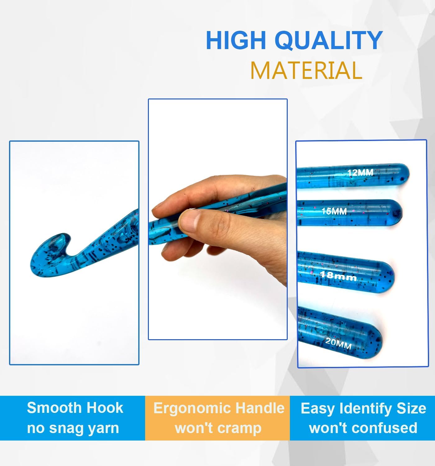 Weabetfu 5 Large Crochet Hook,25mm 20mm 18mm 15mm 12mm Size Crochet Hook, Large Crochet Hook for Chunky Yarn,24PCS Big Crochet Hook,10mm-25mm Crochet Hook with Case (Colourful)