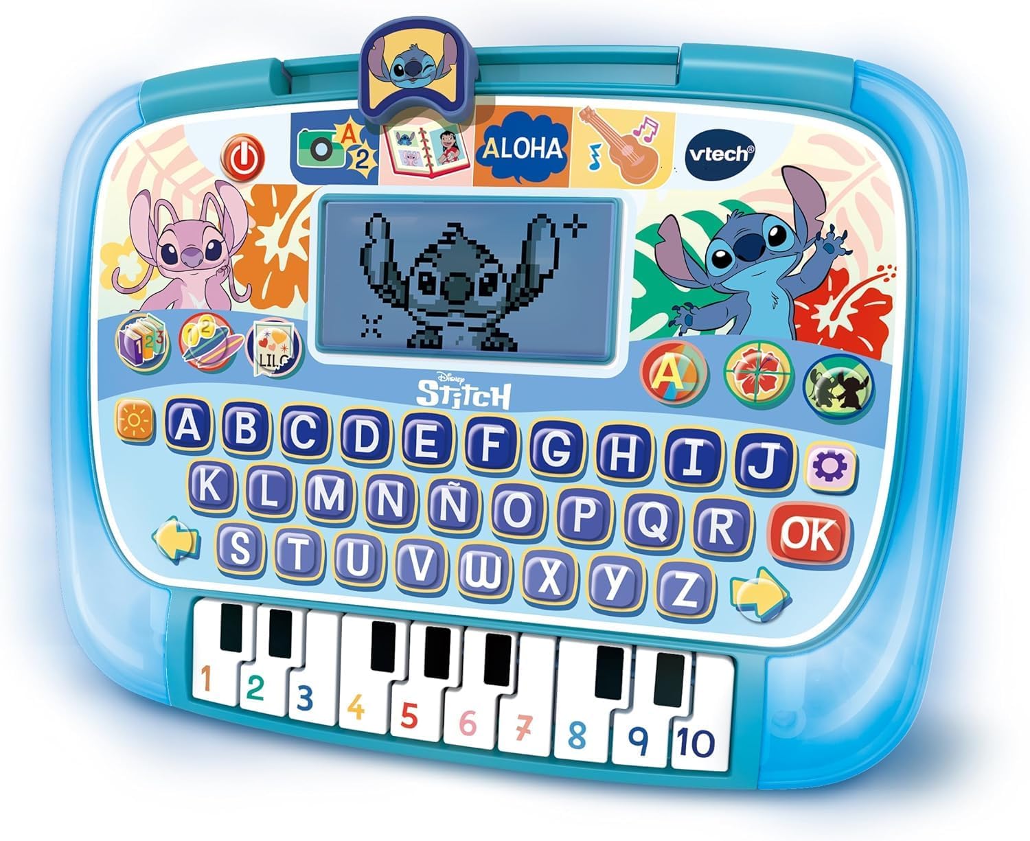 VTech - Tablet Educativa de Stitch, Juguetes Electrónicos Niños +4 Años, Pantalla LCD, 10 Actividades, 4 Modos y 3 Niveles, Teclado ABC, Teclas de Piano, Voz Original, Versión ESP