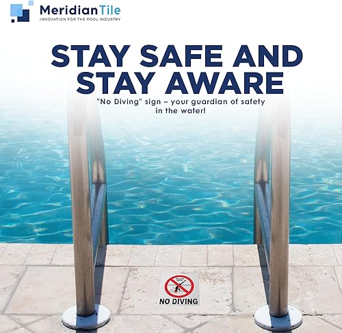 Miniatura 8 de Aquatic Custom Tile - Señal de cerámica de no buceo para piscina, 5.8 x 5.8 pulgadas, letreros de no buceo, acabado antideslizante abrasivo sin