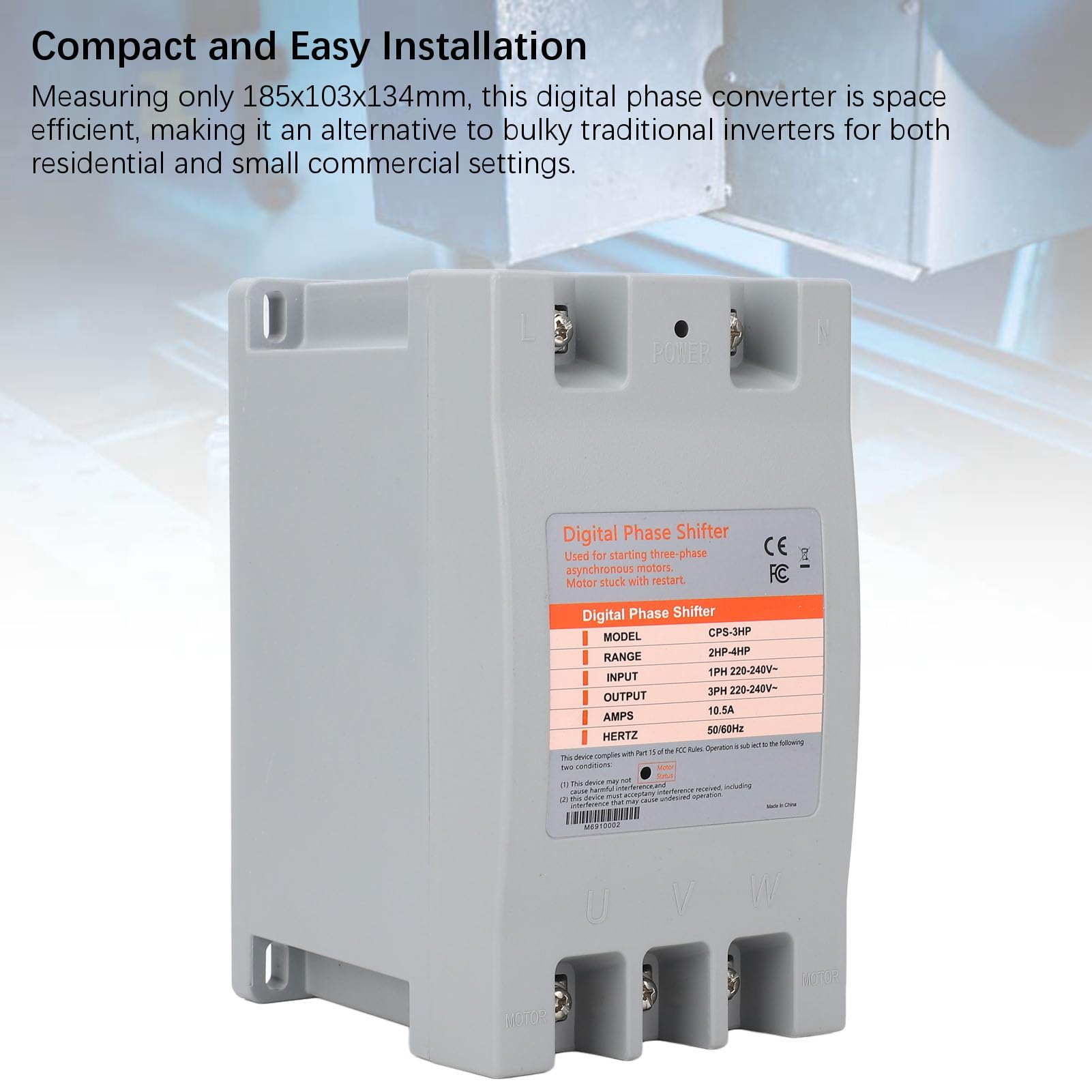 Sxhlseller Convertidor de Fase Digital, Convertidor de Potencia Monofásico a Trifásico de 2 a 4 para Equipos de Motor, Inversor Compacto de 1,5-3 KW para Herramientas de Maquinaria Comercial