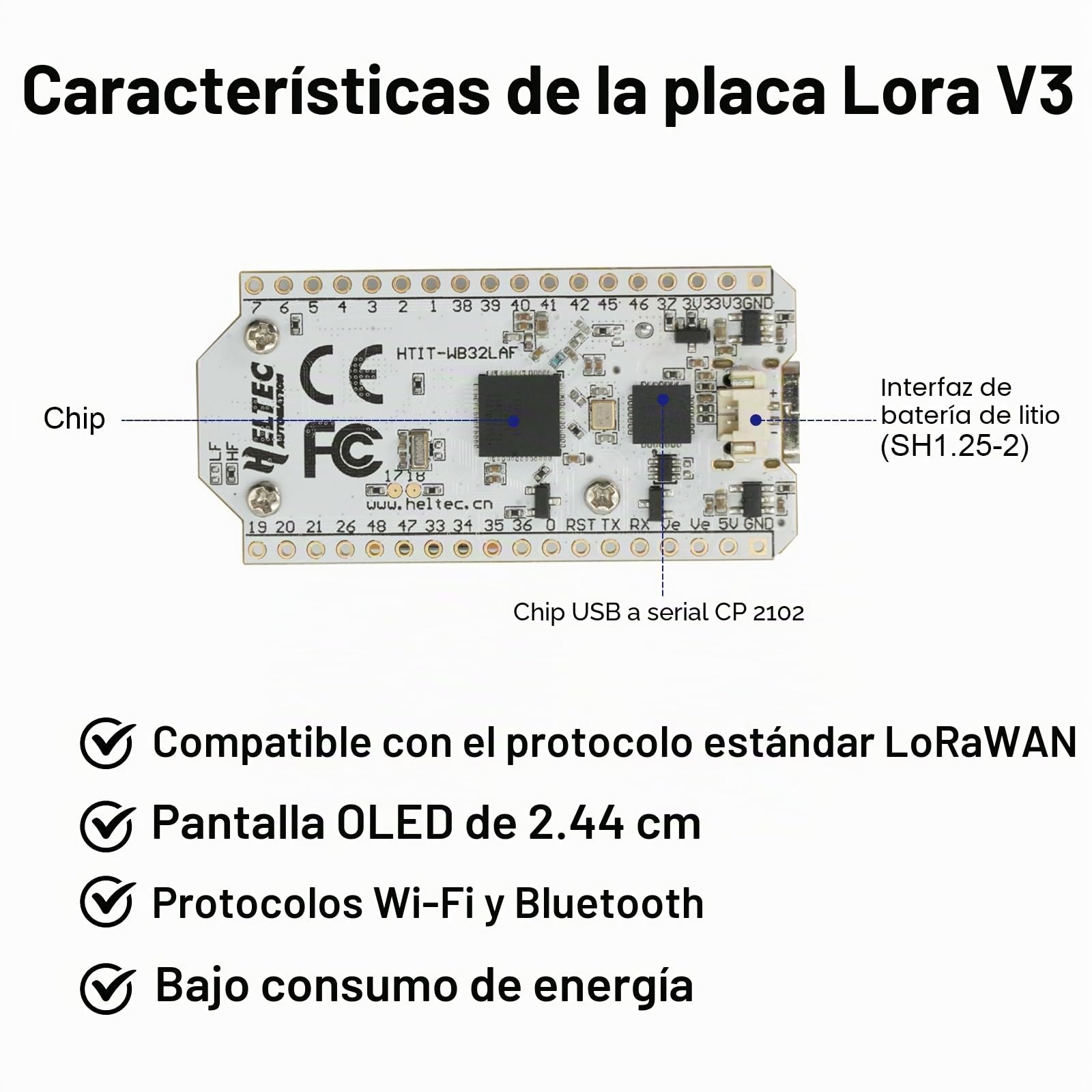 RUIZHI ESP32 V3 LoRa Board per Meshtastic, LoRa ESP32 V3 Módulos con 868MHz Antenne y 3000mAh Batería y WiFi Bluetooth 1262 Chip con 0,96″ OLED Display Compatibilidad con Meshtastic IoT Arduino(2 Pcs)