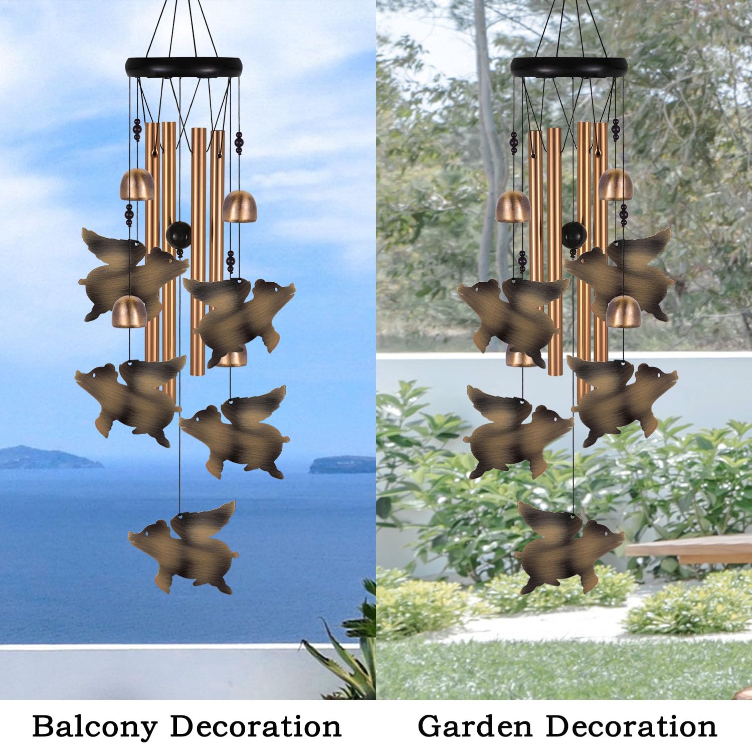 Carillon éolien Small Snail 35cm - Cuivre Vintage - Décoration Jardin, Patio Carillon Extérieur Design