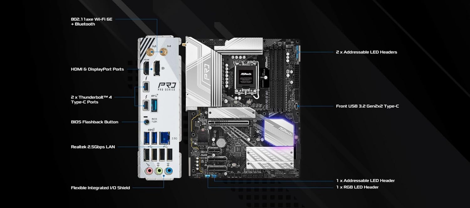 ASRock Z890 Pro RS WiFi Motherboard Rear I/O Panel