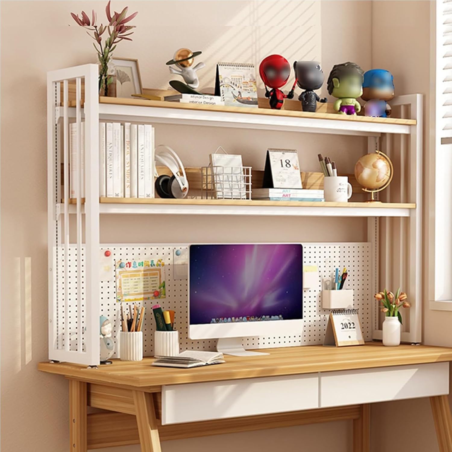 オーガナイザーシェルフ 木製デスクトップ本棚拡張可能な本棚オフィス