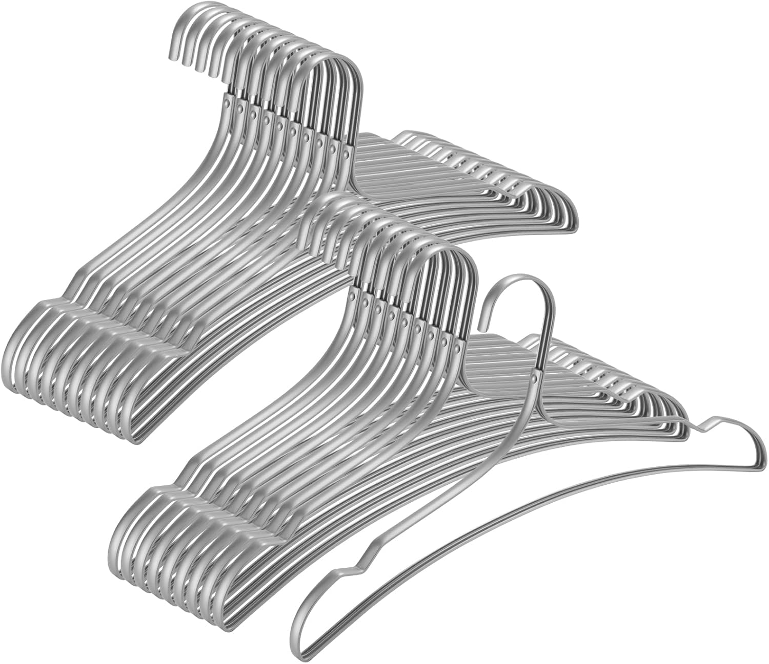 VWV 20-Pack Silver Aluminum Hangers - 15-inch Smooth and Durable Metal Suit, Dress and Wedding Dress Hangers