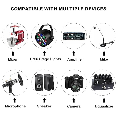 Miniatura 7 de ABuff Paquete de 10 cables XLR de 3 pies, cable de conexión XLR macho a hembra XLR de 3 pines, ideal para micrófono, audio, guitarra, altavoz