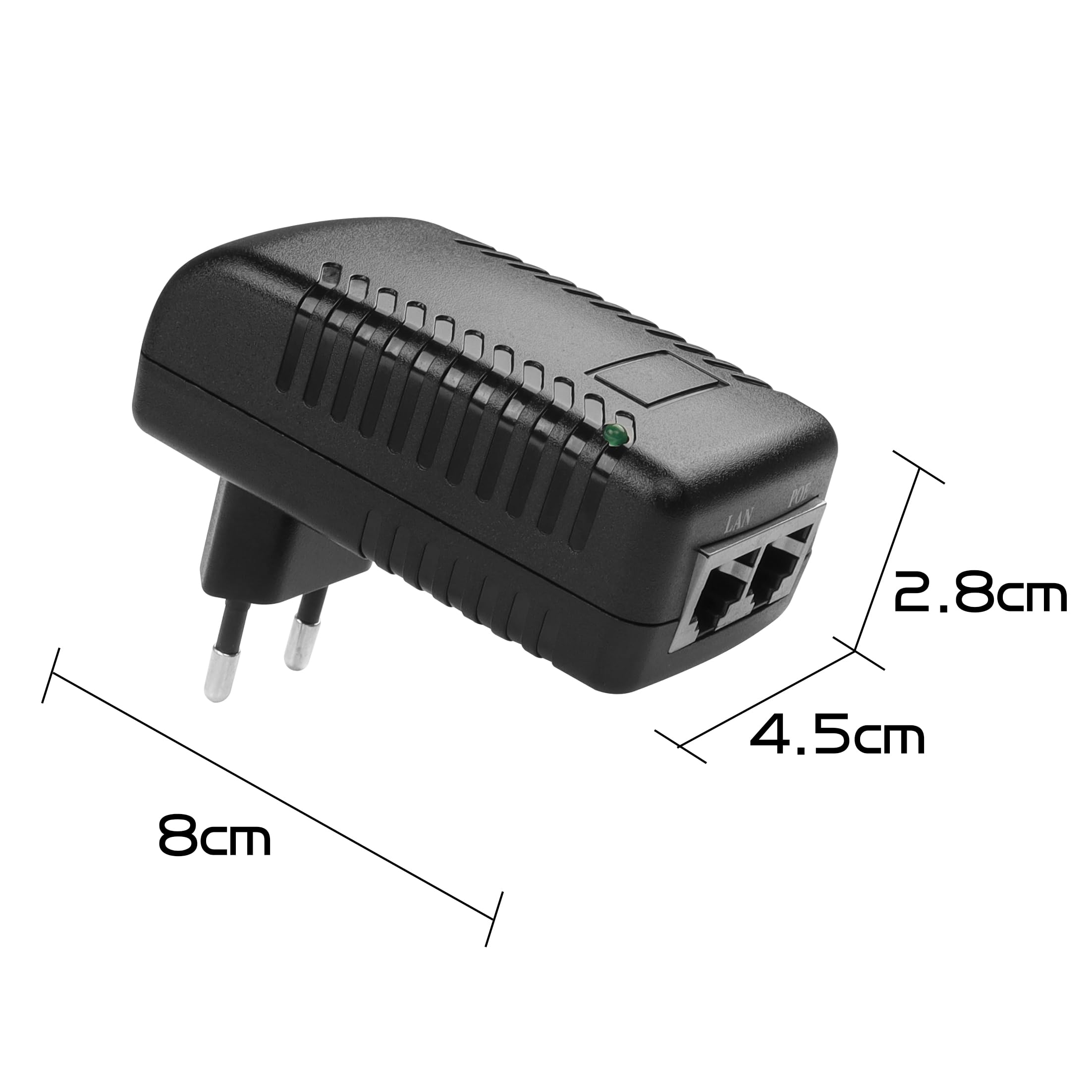 YAODHAOD POE Adaptateur Injecteur 48V / 0.5A 100/1000Mbps Prise Européenne Distance jusqu'à 100m Plug and Play pour adaptateur Ethernet, téléphone et caméra IP (100m)