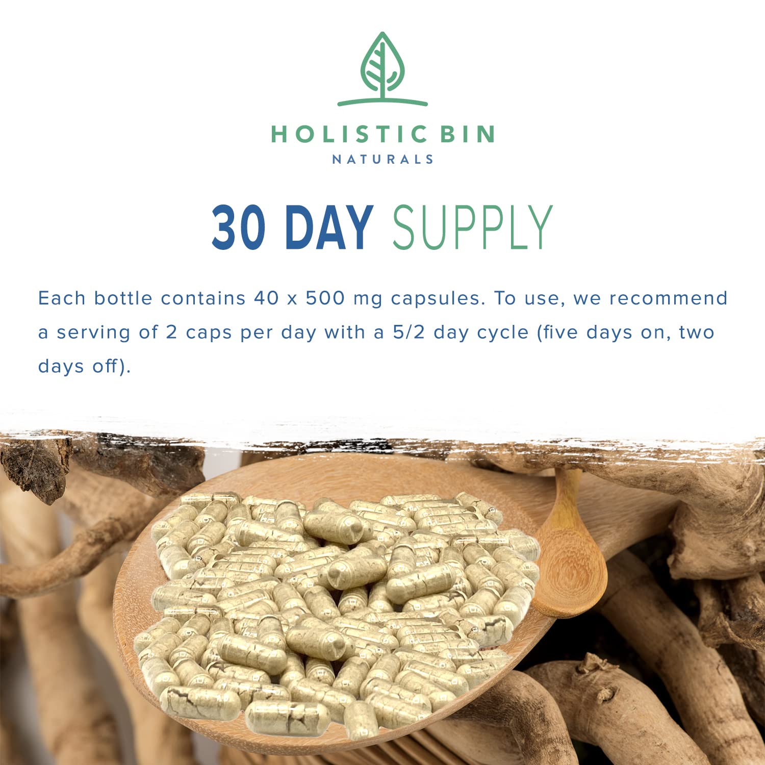 Buy Indonesian Tongkat Ali Capsules by Holistic Bin 1000mg Per Serving Wild Harvested