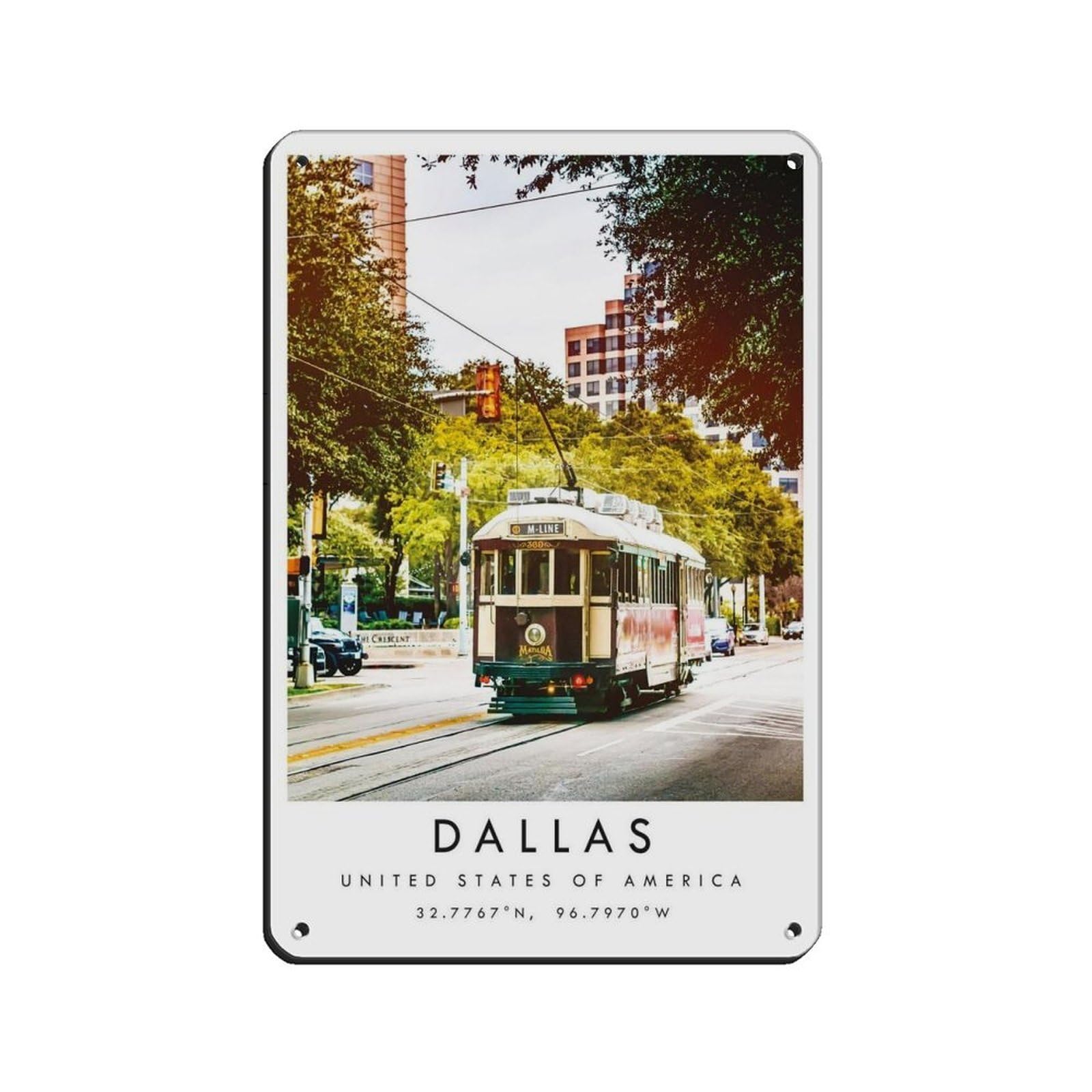 Lxwnze 20L X 30W Cm Dallas Travel, Dallas Poster (2) Tin Sign Vintage Metal Pub Club Cafe Bar Home Wall Art Decoration Poster Retro 8X12inch(20X30cm)