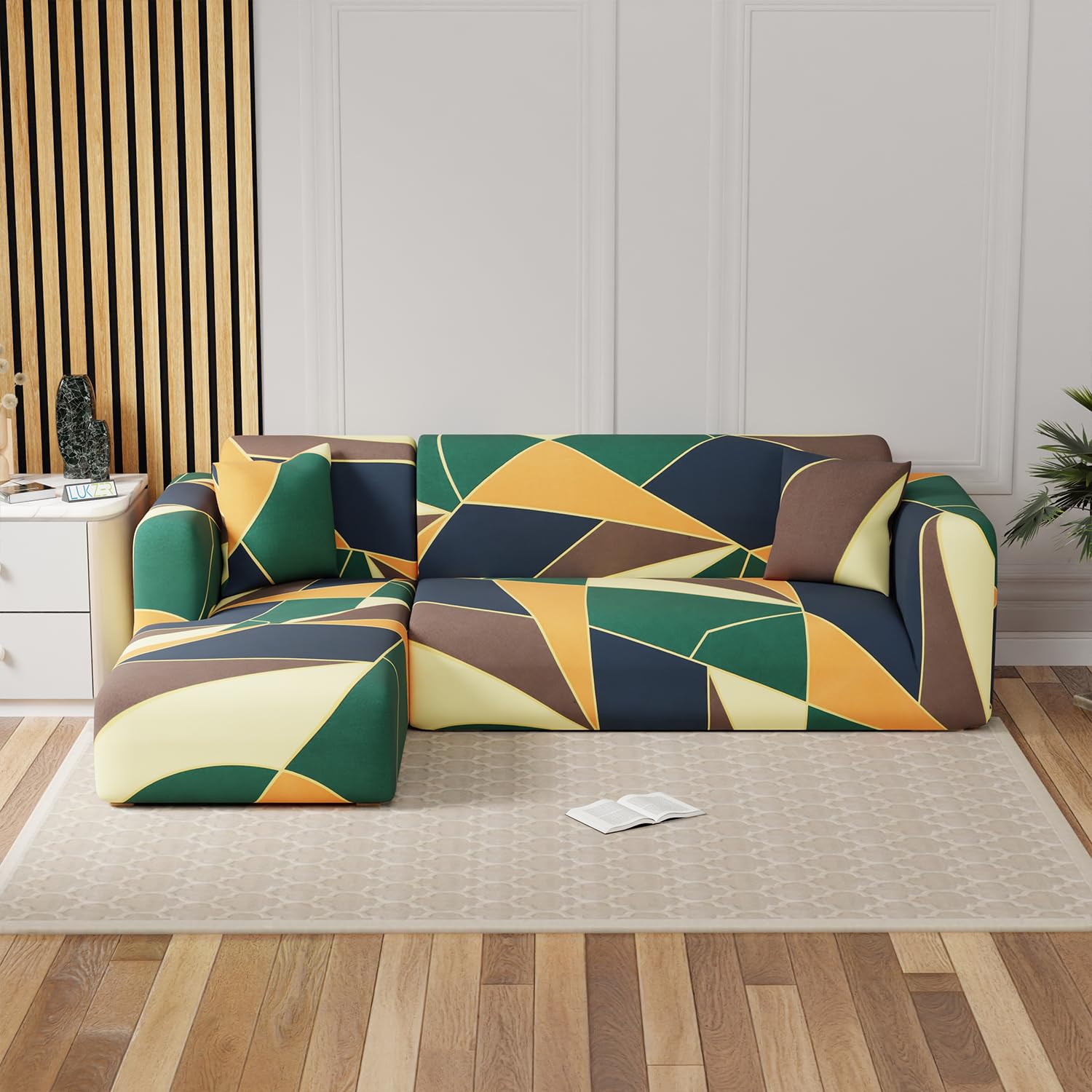Lukzer Polyester L-Shaped Sofa Cover For Living Room Furniture Flexible Slipcover For Couches And More (Left Hand Side, Geometric, Multicolor) (B0CX2235LQ) Amazon Price History, Amazon Price Tracker