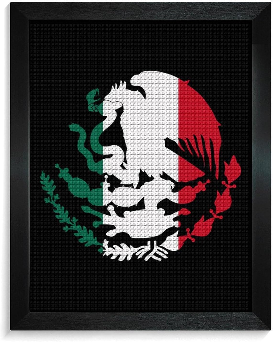 Mexico Mexican Flag Emblem Diamond 5D Painting Kits with Frame DIY Full Round Drill Gem Art Crafts for Home Wall Decor 16 X 20in Blackwood 40 * 50cm