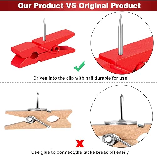 Miniatura 10 de Alfileres de madera para tablón de anuncios, tachuelas de manualidades, tablones de anuncios de clase, tableros de corcho, exhibición de fotos (36