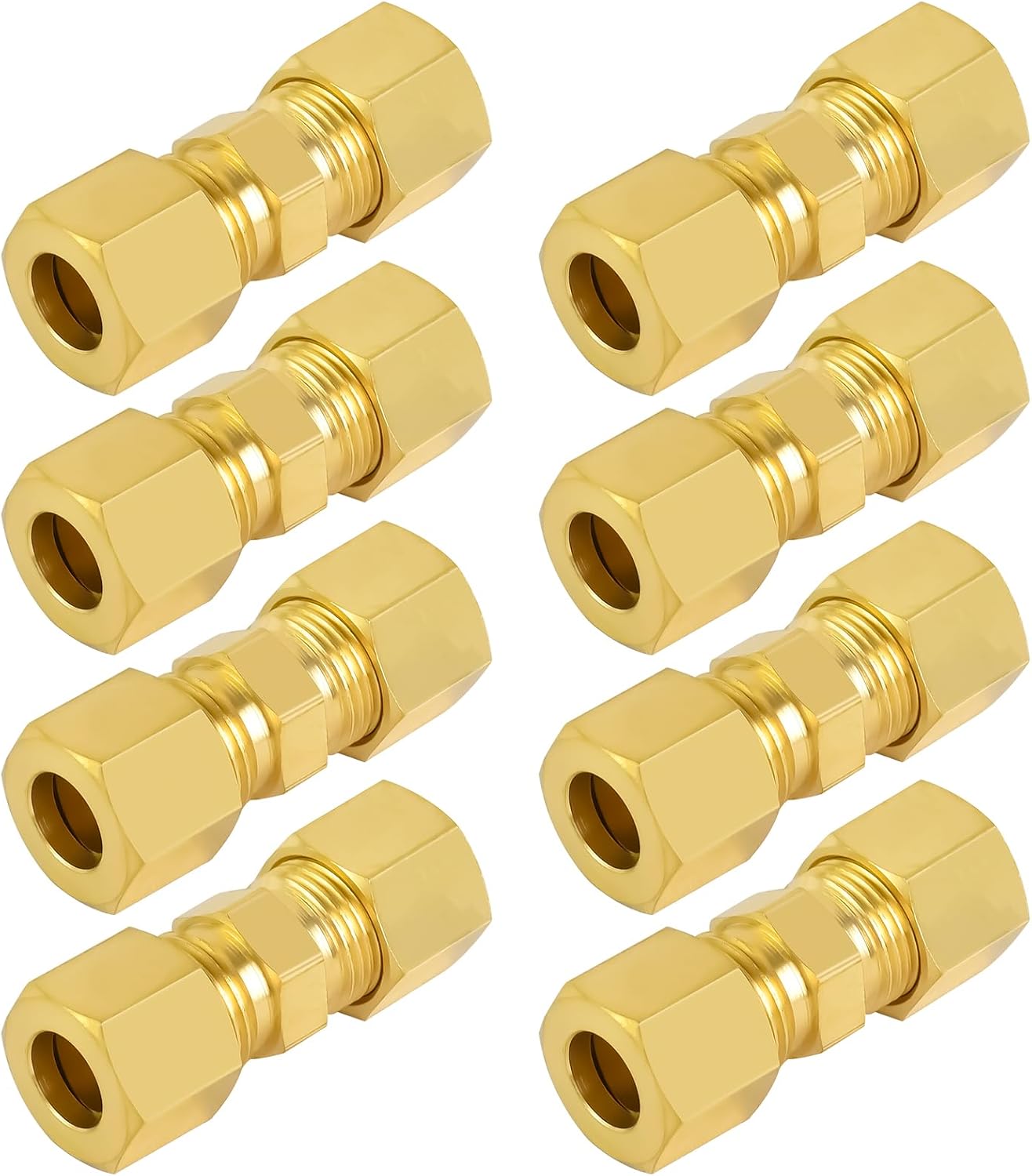 MuHize 8Pcs Brass Compression Union - 1/4 Tubing Leakproof Upgraded Tube Fitting for Automotive