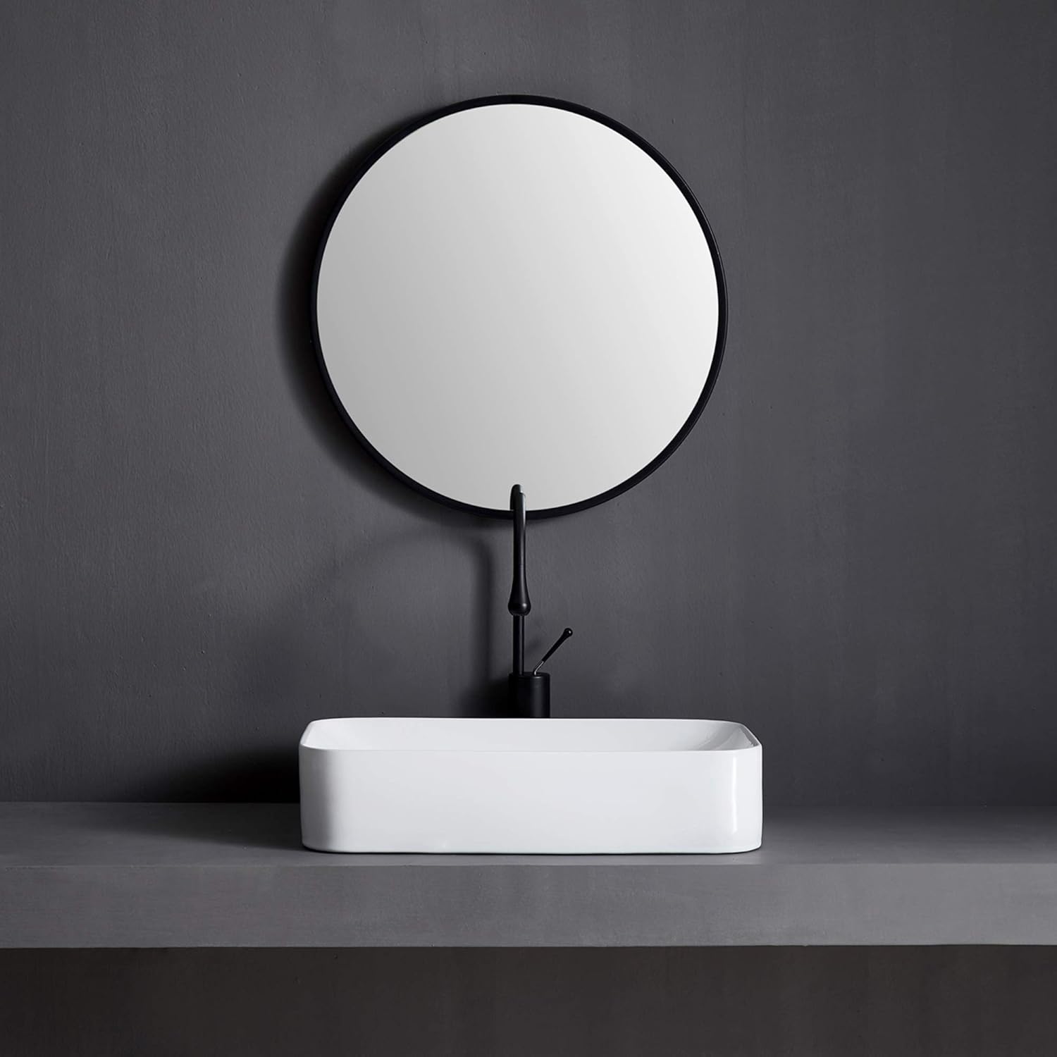 Eridanus Bathroom Vessel Sink Above Counter Bowl Sinks with Pop-Up Drain, 24" x 13.6" Rectangular Bathroom Sinks, Ceramic Modern Vessel Sink Art Washbasin