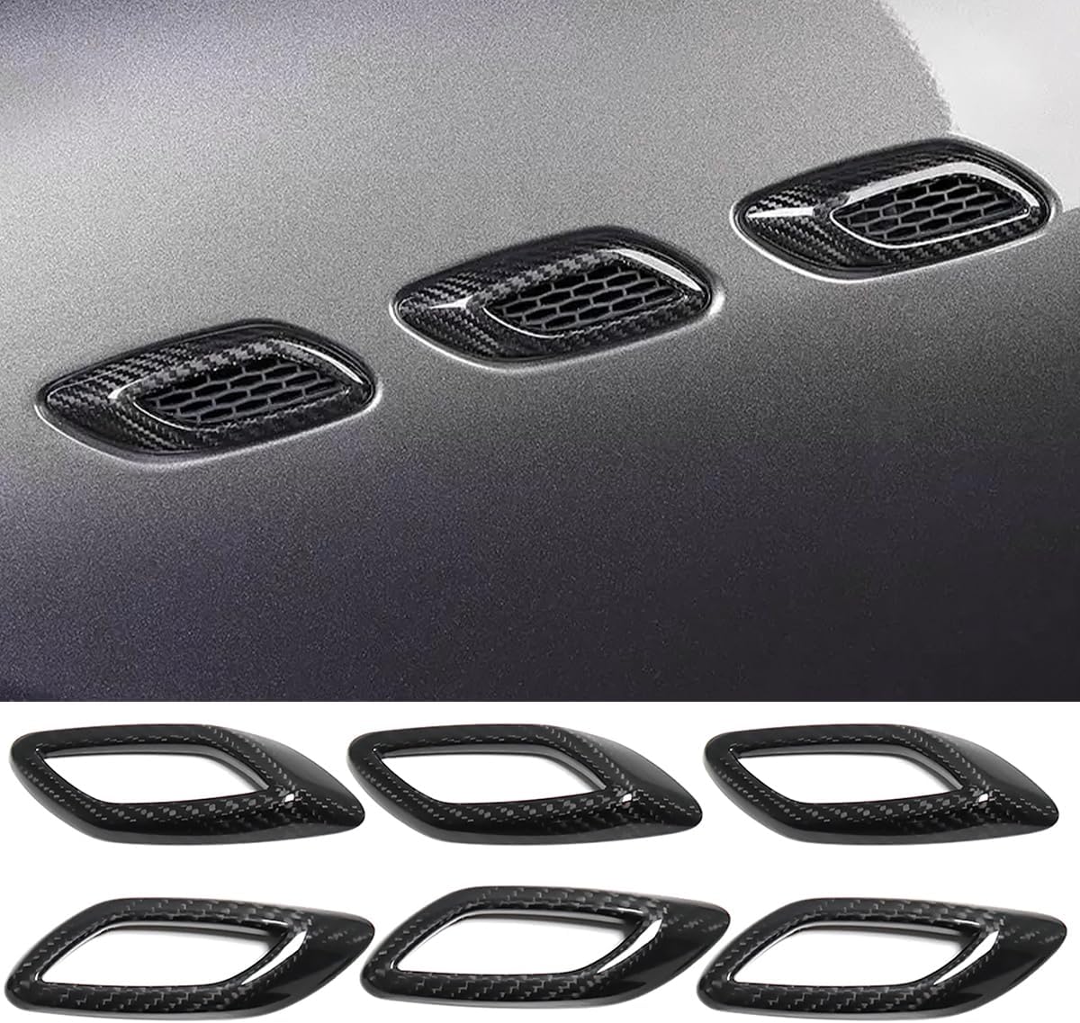 YOCTM Fit for Maserati Levante 2016 2017 2018 2019 2020 2021 Black ABS Carbon Fiber Look Side Air Vent Fender Cover Trim Car Accessories (6PCS/ Pack)