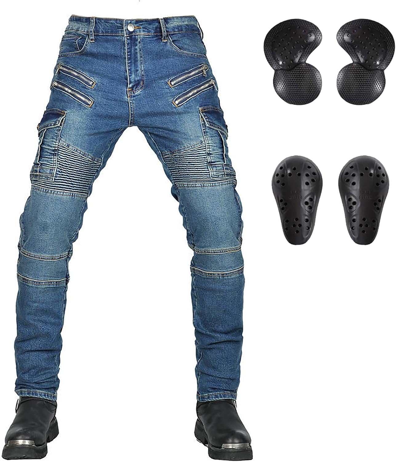 Motorcycle Pants Motocross Motorbike Denim Jean Protective Pants All Season with Protect CE Removable Armored for Men