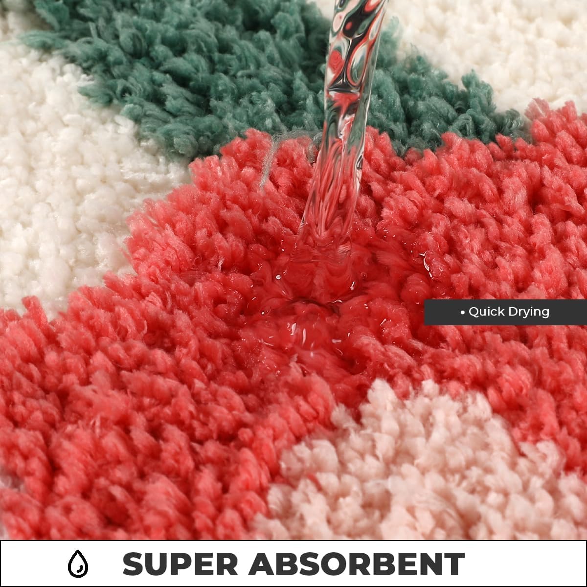 Floral Bathroom Rug Non Slip and Super Absorbent Shaggy Carpet Machine Washable Thick Pile Bath Mat for Bedroom, Living Room and Hallway (62"x35", Pink)