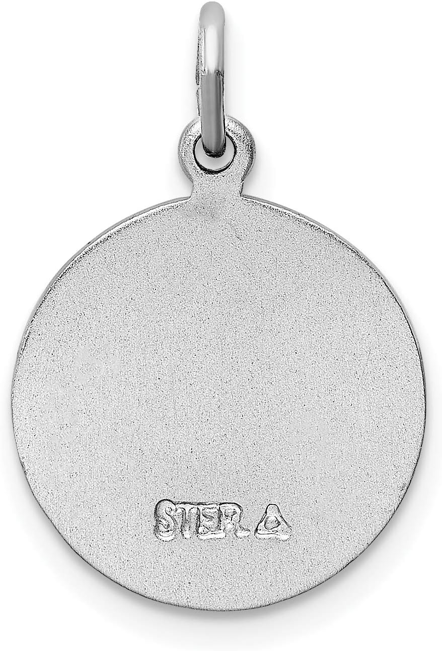 IceCarats 925 Sterling Silver Blue Epoxy Medium Saint Christopher Medal Pendant Necklace 20mm 3/4 inch Round Cut, Natural, Prong Set, Engravable For Her