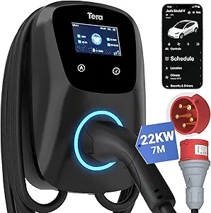Tera Home Electric Vehicle EV Charger Level 2 UL Listed Cable with Cable Holder, Pure Copper Charging Cable, Support Vehicle's Scheduled Charging EVSE up to 32A 240V, Indoor Outdoor Model E2