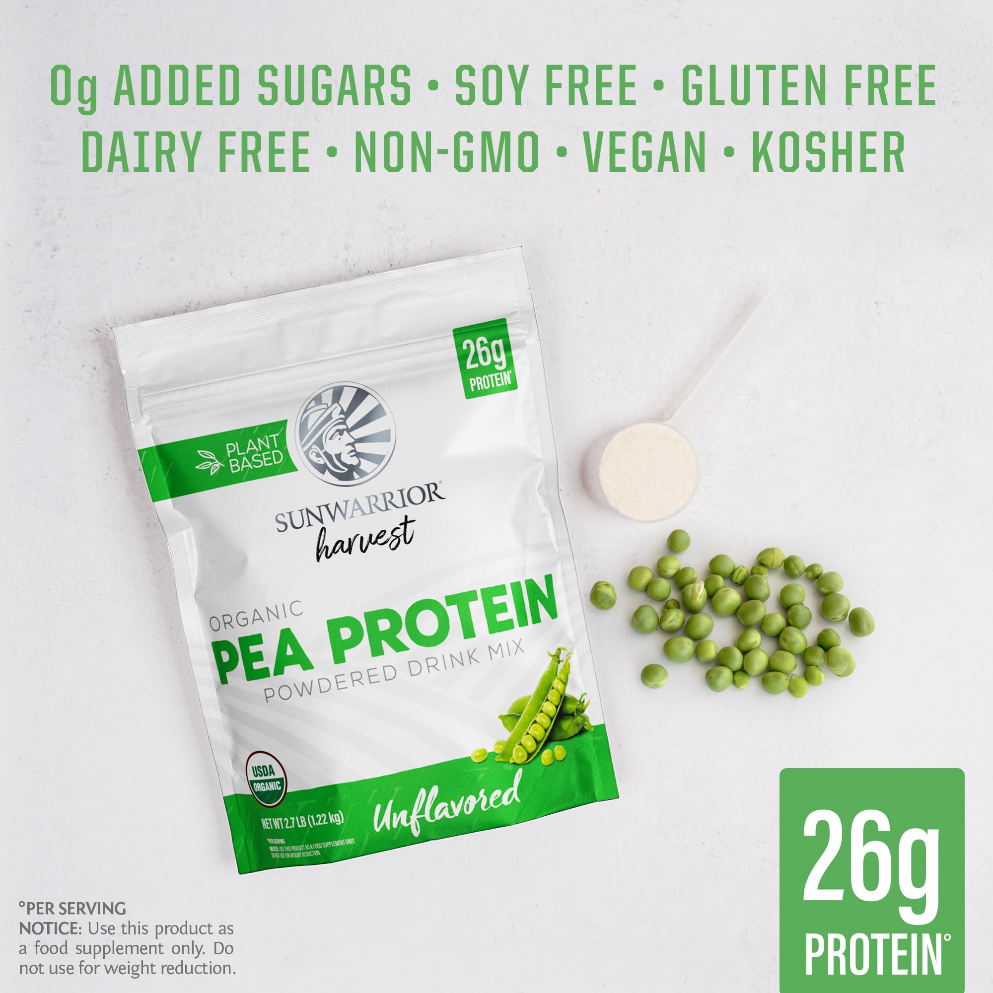 Organic Pea Protein Powder Plant Based 26g per Serving 35 Servings Unflavor — Amazon image 5