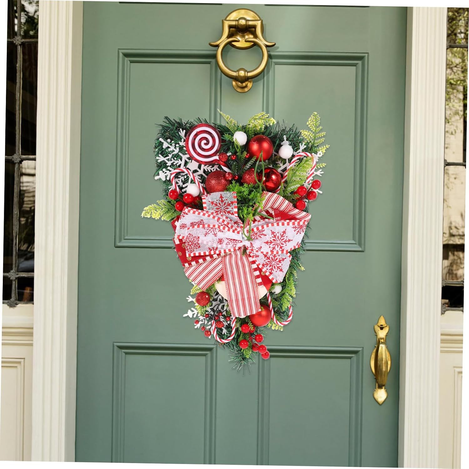 Christmas Wreath Pendant Style Christmas Door Hanging Decor Lightweight Decorative Ornament for Walls Holiday Cheer