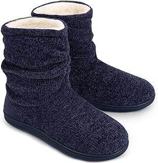 Women's Cozy Winter Slipper Boots Warm Chenille Knit Bootie Memory Foam Non-Slip Indoor Outdoor House Shoes