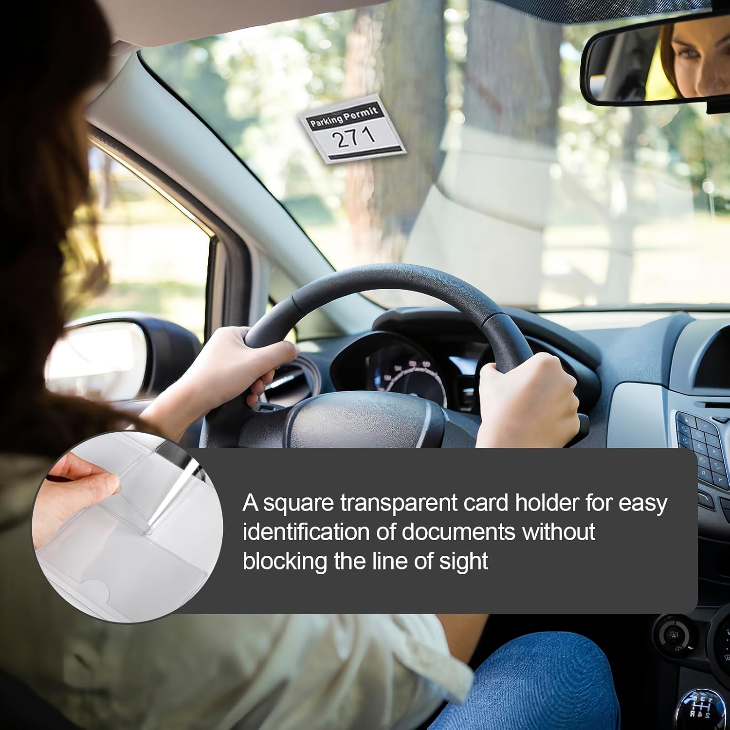 3PCS Parking Permit Holder for Car Windshield,Self-Adhesive Car Permit and Ticket Holders, Clear Business Card Holder,Universal Windshield Sticker Holders for Parking Permits, Notes, and Tickets